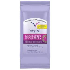Vagisil maximum strength anti-itch feminine wipes provide instant relief from itch and odor, with aloe and vitamin E to soothe sensitive skin.
