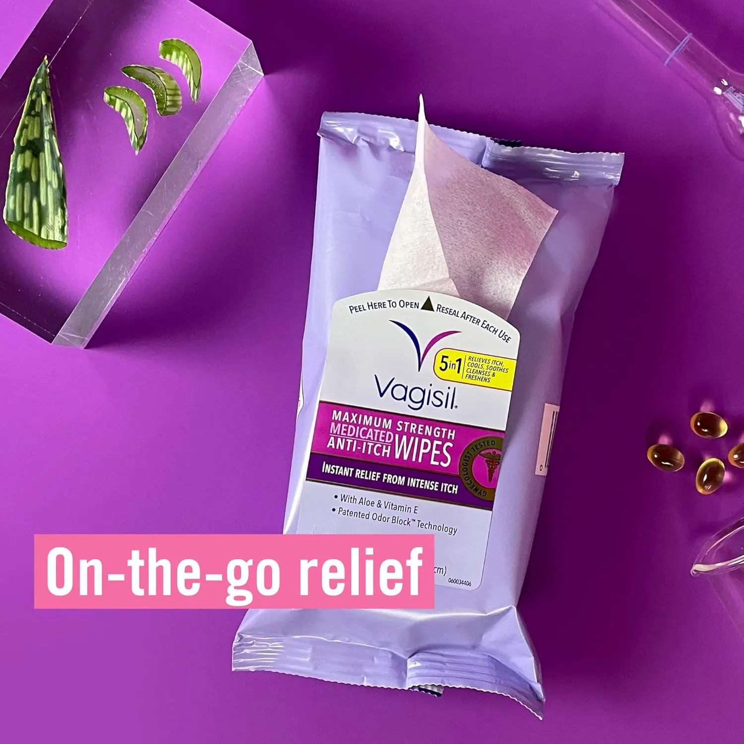 Vagisil maximum strength anti-itch feminine wipes provide instant relief from itch and odor, with aloe and vitamin E to soothe sensitive skin.