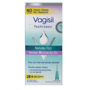 Two packs of Vagisil ProHydrate Gel, a skin moisturizer, are displayed.