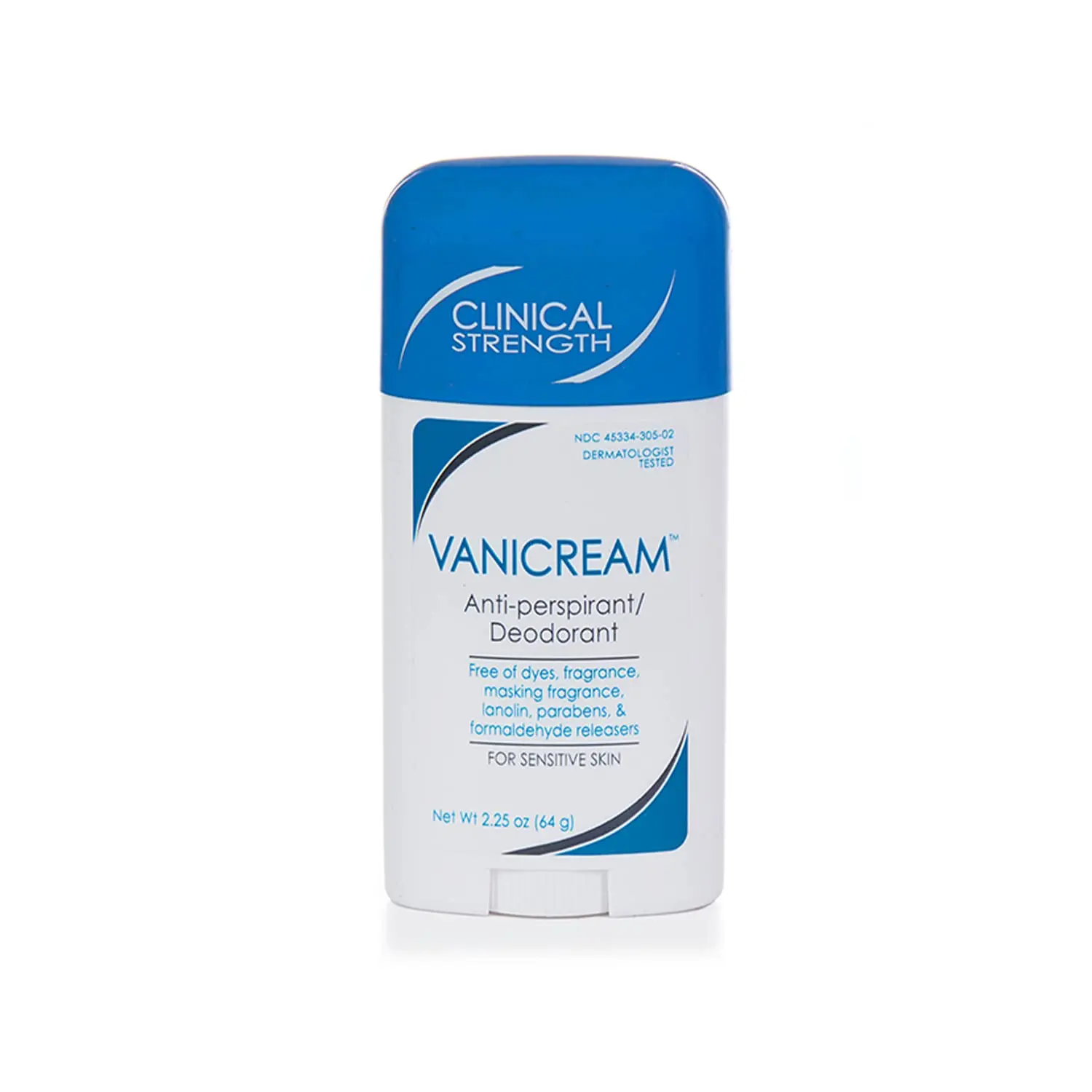 Vanicream anti-perspirant and deodorant, specially formulated for sensitive skin and providing 24-hour clinical-strength protection, is dermatologist tested and free of fragrance, parabens, dyes, and other common irritants.