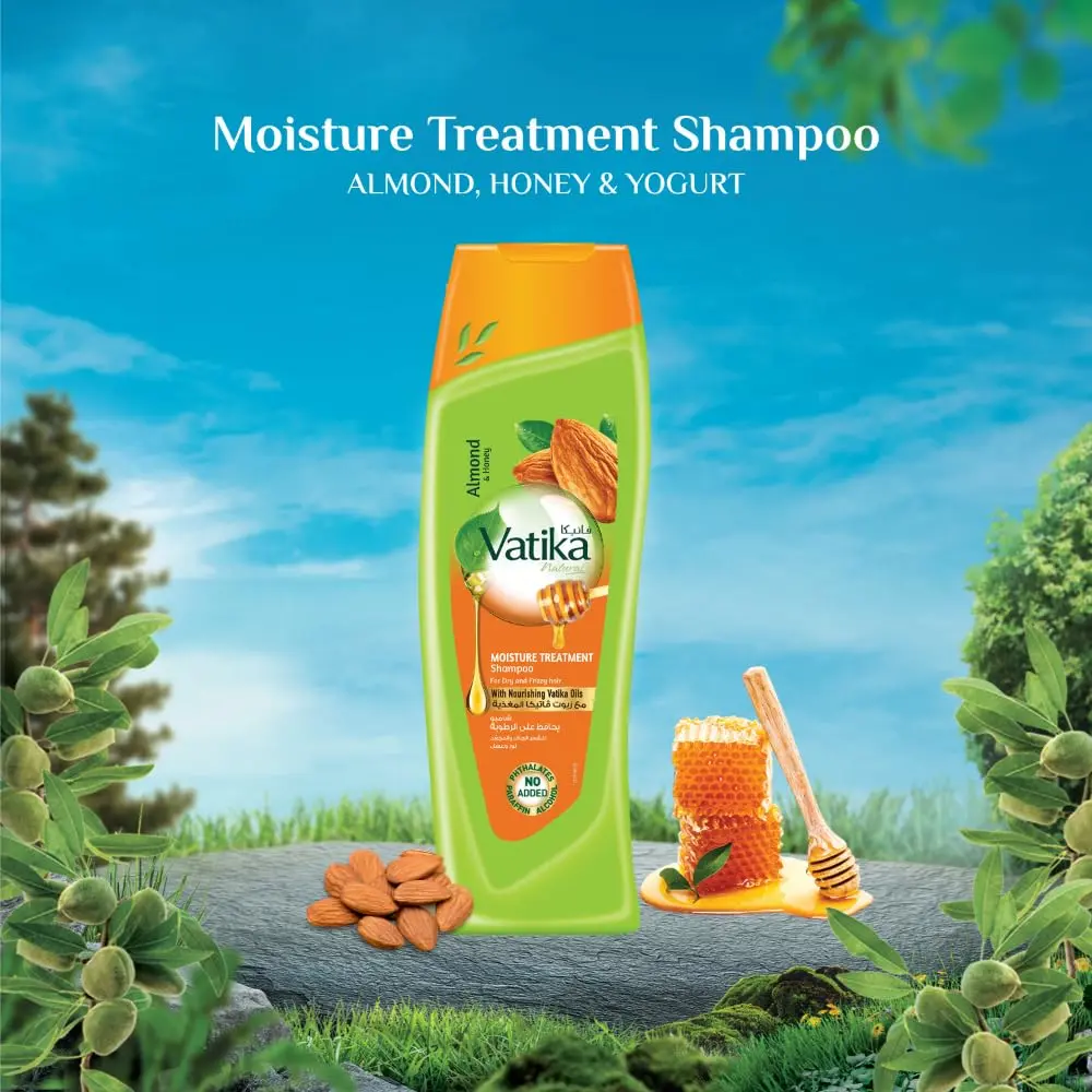 Vatika Naturals almond and honey shampoo and conditioner set provides moisture and nourishment for dry and damaged hair, leaving it soft, shiny, and healthy-looking.