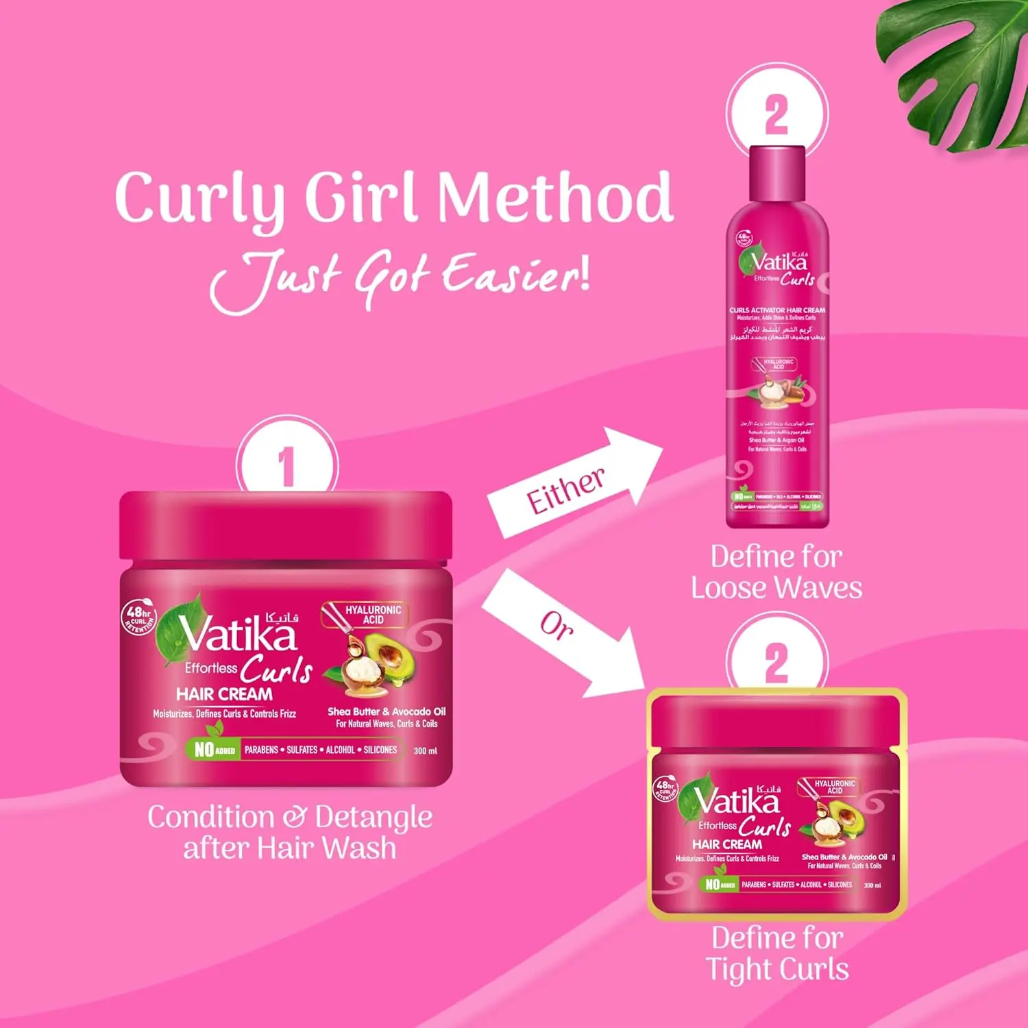 Vatika Naturals Curls Hair Cream with shea butter and avocado oil provides 48-hour curl retention, defines curls, and controls frizz.