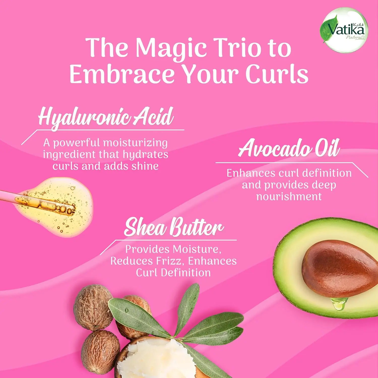 Vatika Naturals Curls Hair Cream with shea butter and avocado oil provides 48-hour curl retention, defines curls, and controls frizz.