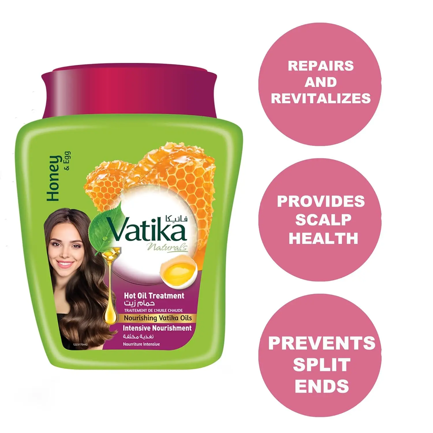 Vatika Hammam Zaith hot oil treatment with egg and honey strengthens hair, prevents breakage, and stimulates growth for all hair types.