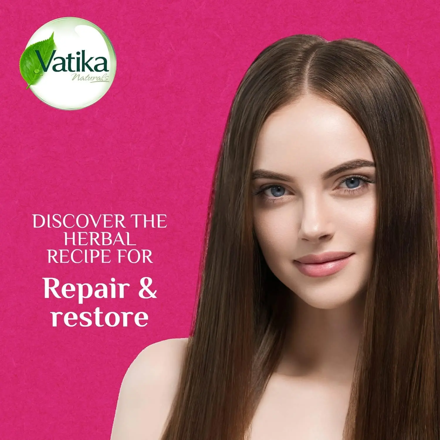 Vatika Naturals Repair and Restore shampoo and conditioner set, enriched with honey and egg extracts to moisturize and strengthen damaged hair, reduce hair fall, and repair split ends for a healthy, vibrant appearance.