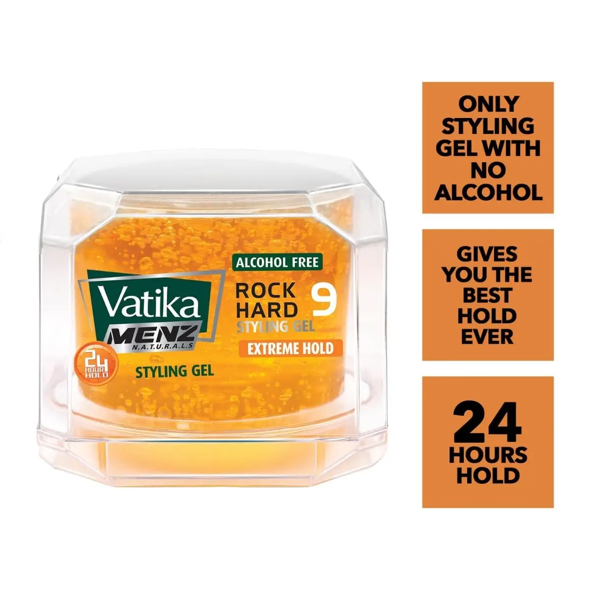 Vatika Naturals Menz Extreme Hold Styling Gel provides intense nourishment and a rock-hard, long-lasting hold for your hair without alcohol, leaving no residue.