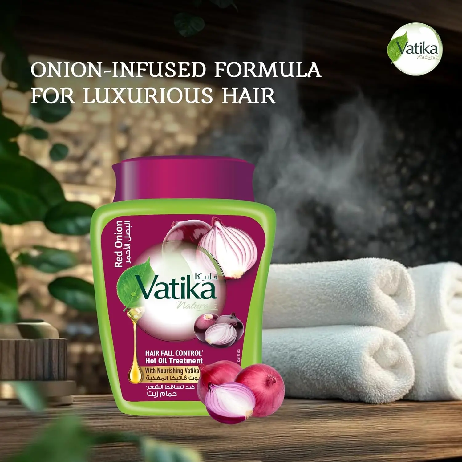 Vatika Naturals onion hot oil treatment for deep scalp nourishment promotes thicker, stronger, and healthier hair.