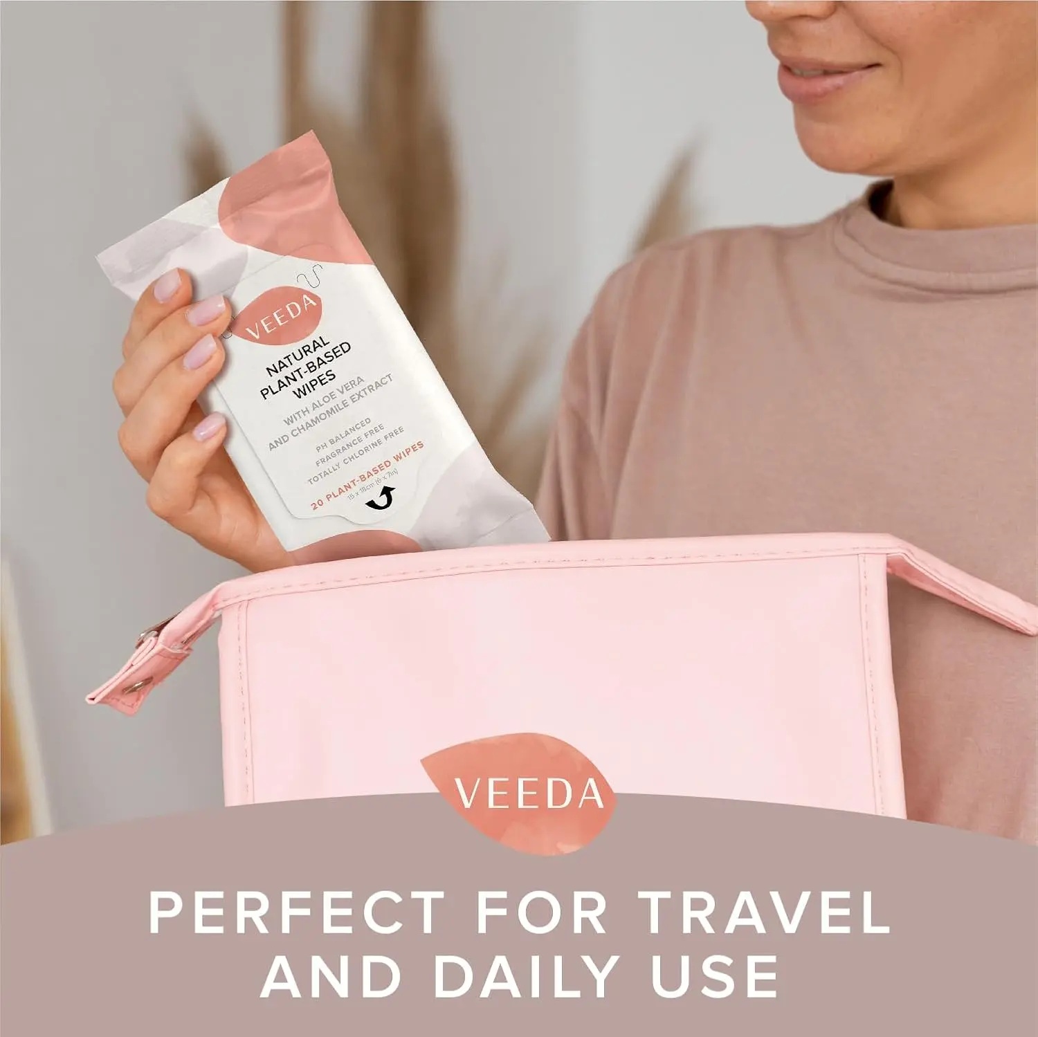 Veeda natural cotton feminine wipes are pH balanced, hypoallergenic, and perfect for gently cleansing sensitive skin on the go.