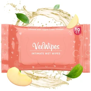 VeeWipes ACV are pH balanced, alcohol-free, and hypoallergenic feminine wipes infused with apple cider vinegar to gently cleanse and freshen sensitive skin, combat odor, and maintain optimal feminine hygiene.
