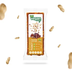 A box of Vegan Way peanut and dates granola bars, a healthy and delicious plant-based protein snack that is gluten-free, dairy-free, and soy-free.