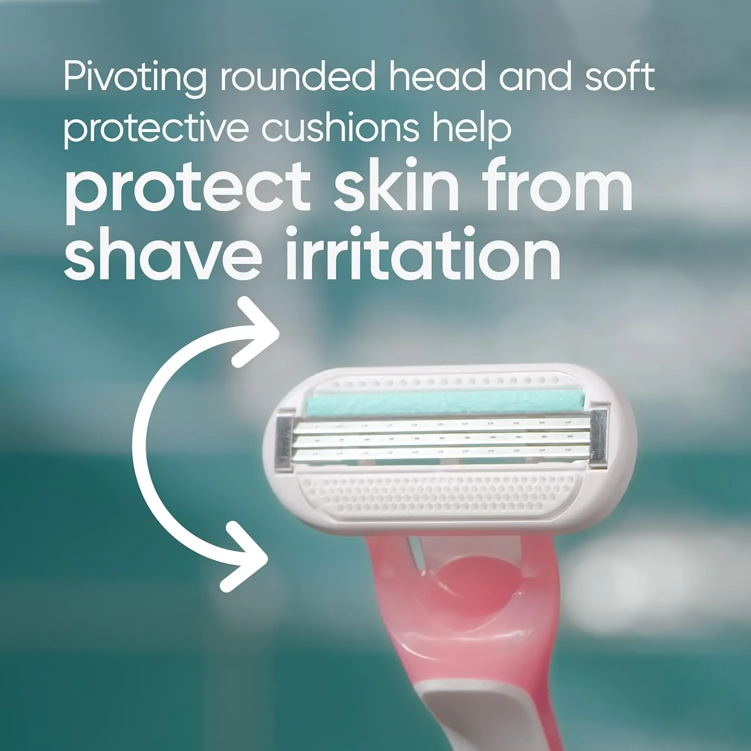 Close-up of Venus SkinElixir sensitive disposable razors featuring 3 blades and a SkinElixir lubrastrip for a smooth, irritation-free shave.