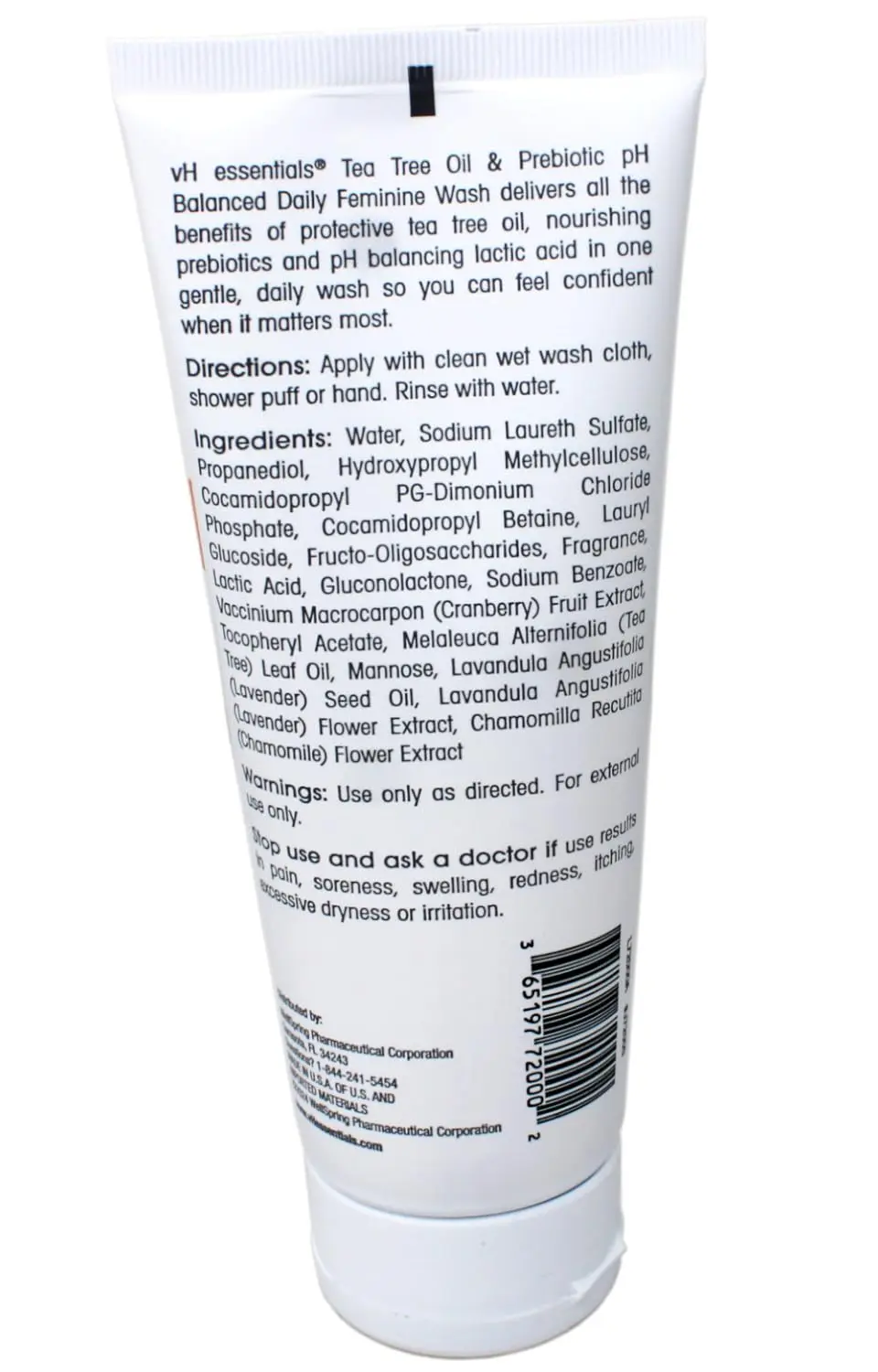 Three bottles of vH essentials Tea Tree Oil Intimate Feminine Wash with prebiotics, cranberry, and lavender, offering gentle and pH-balanced daily cleansing.