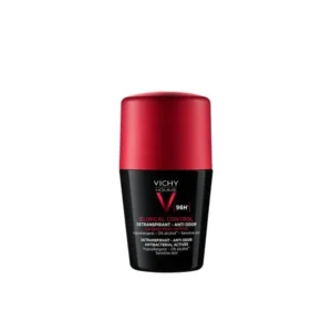 Vichy Clinical Control deodorant for men offers 96-hour protection against odor and perspiration, ideal for sensitive skin.