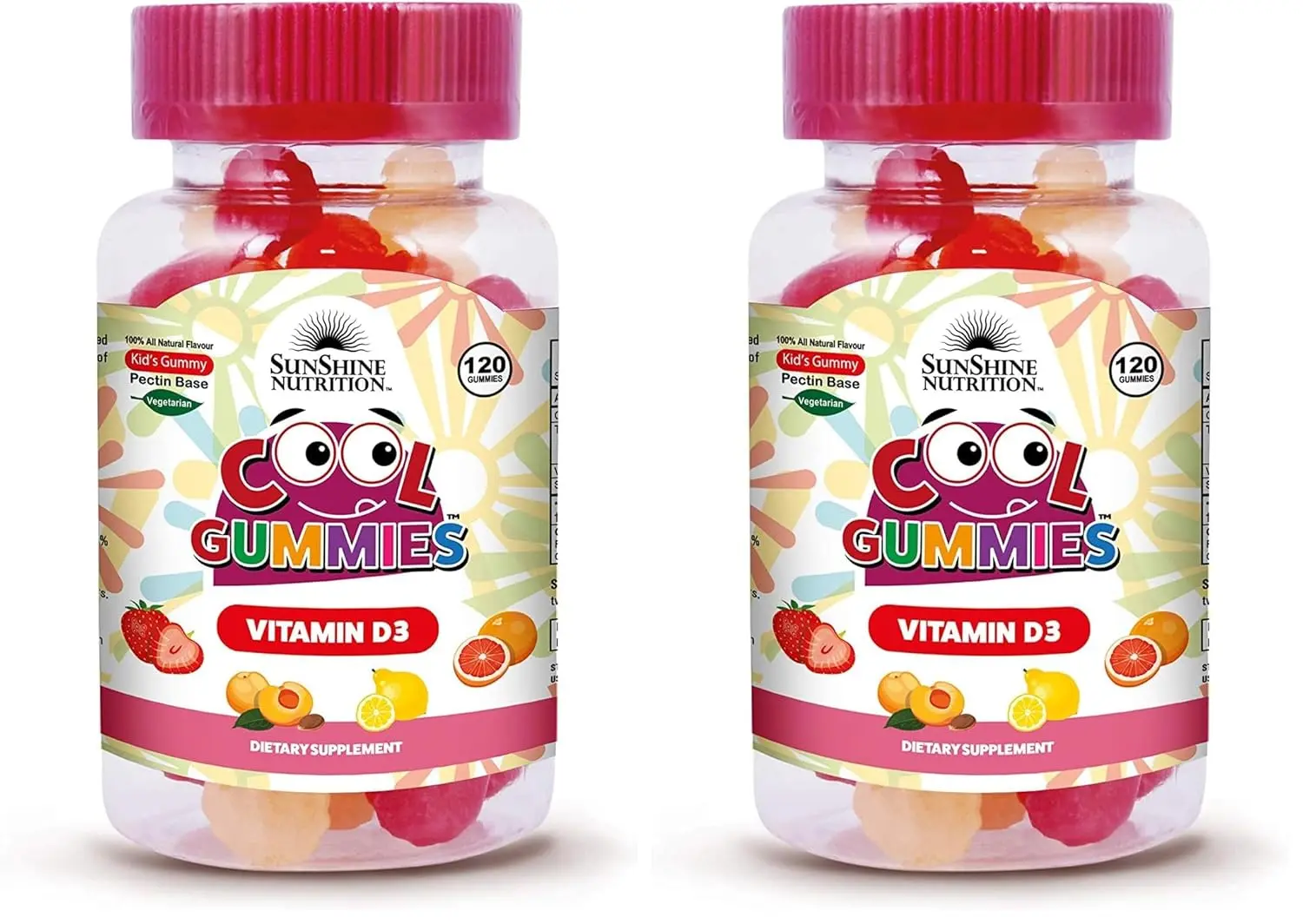 Sunshine Nutrition Vitamin D3 gummies support kids' immune systems, healthy bones, and overall well-being with a delicious, all-natural, gluten-free formula.