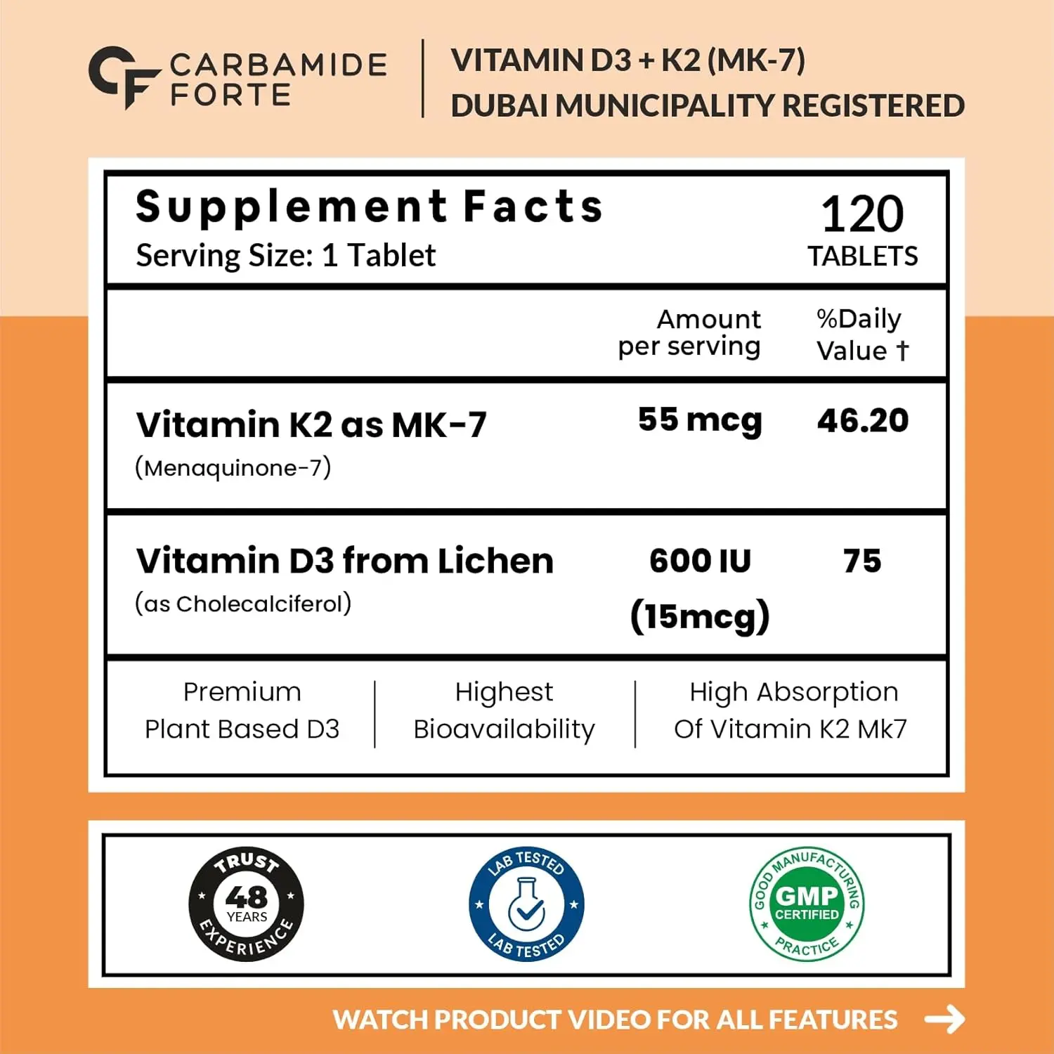 Vitamin D3 K2 supplement promotes calcium absorption for strong bones and supports a healthy heart in both men and women.