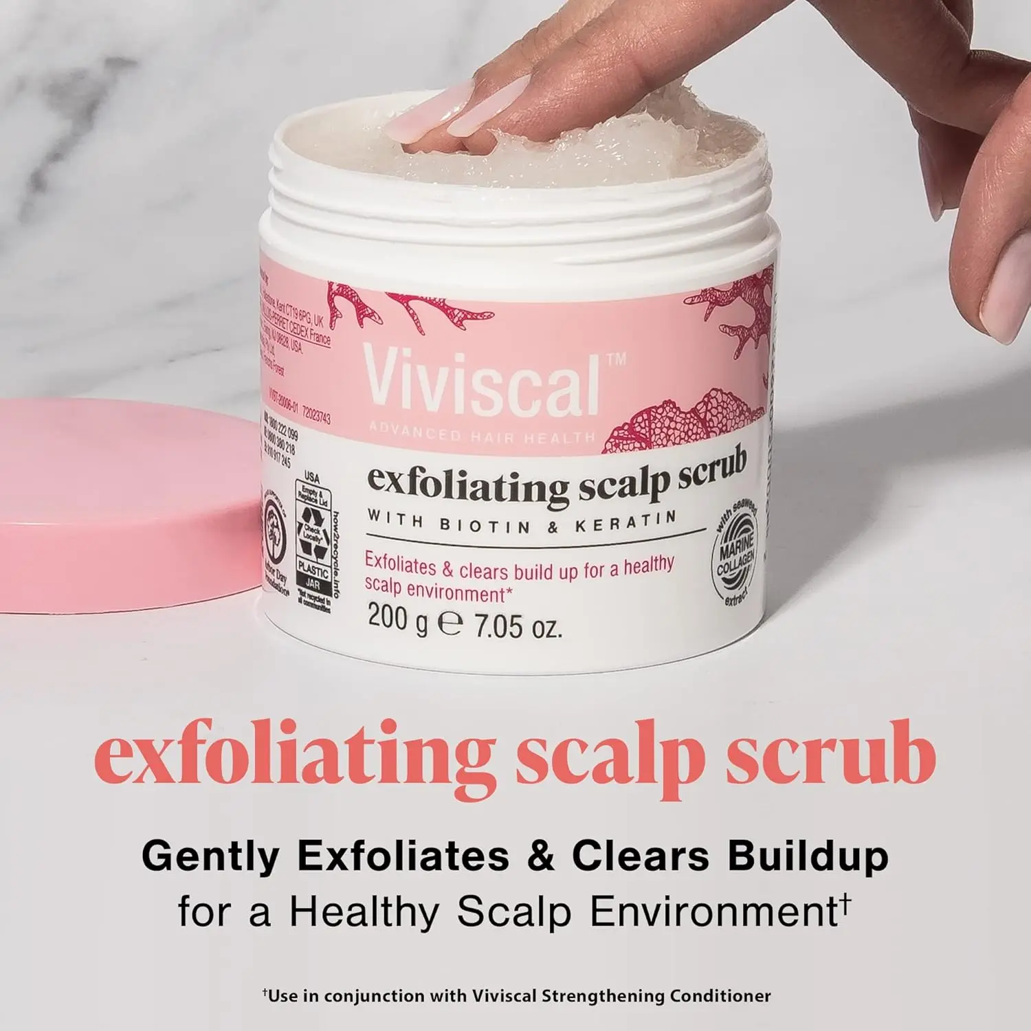 Viviscal exfoliating scalp scrub promotes healthier hair growth with biotin and keratin.