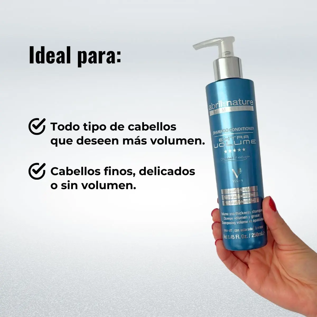 Abril et nature volume routine pack for fine hair including shampoo, mask, and leave-in spray, designed to volumize, strengthen and provide thermal protection.