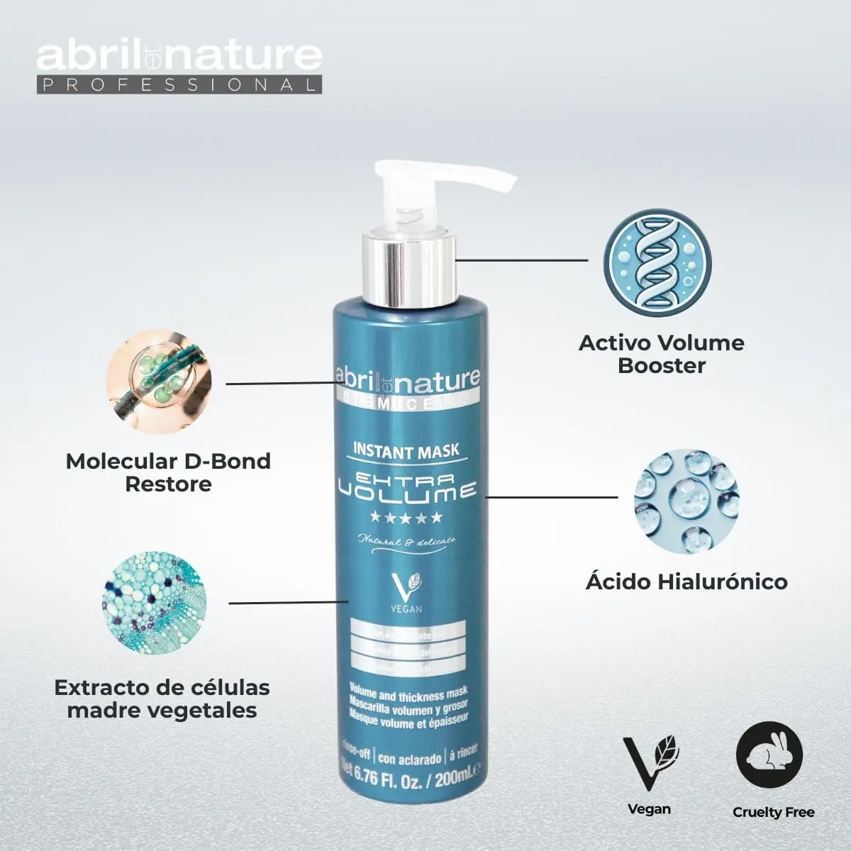 Abril et nature volume routine pack for fine hair including shampoo, mask, and leave-in spray, designed to volumize, strengthen and provide thermal protection.