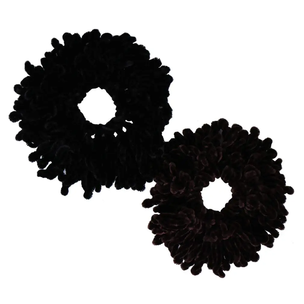 Black volumizing hijab scrunchie, 9 inches in diameter, designed to add volume and shape to the hair under a hijab scarf.