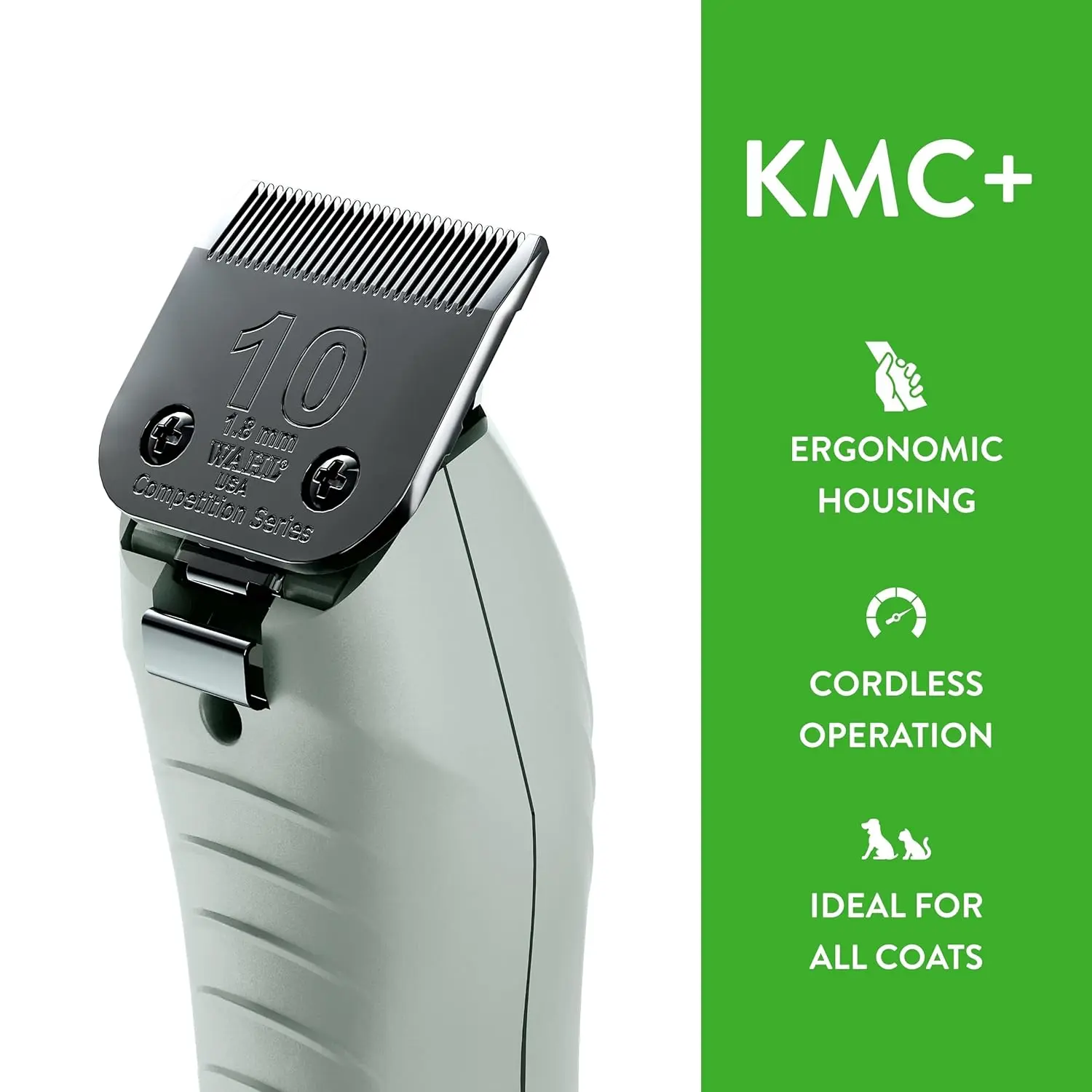 The Wahl Professional Animal cordless clipper is perfect for grooming dogs, cats, horses, and livestock with its low noise operation and ability to cut through matted fur.