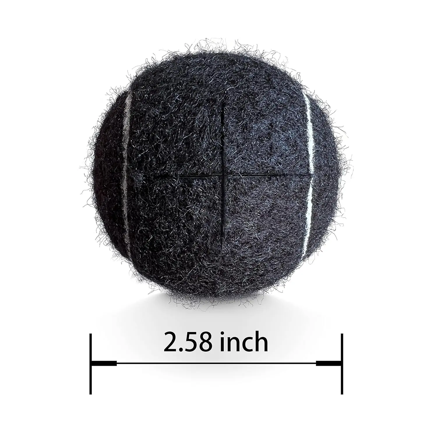 Two precut black tennis balls designed to protect hardwood floors and furniture legs like chairs, desks, tables, and walkers from scratches.