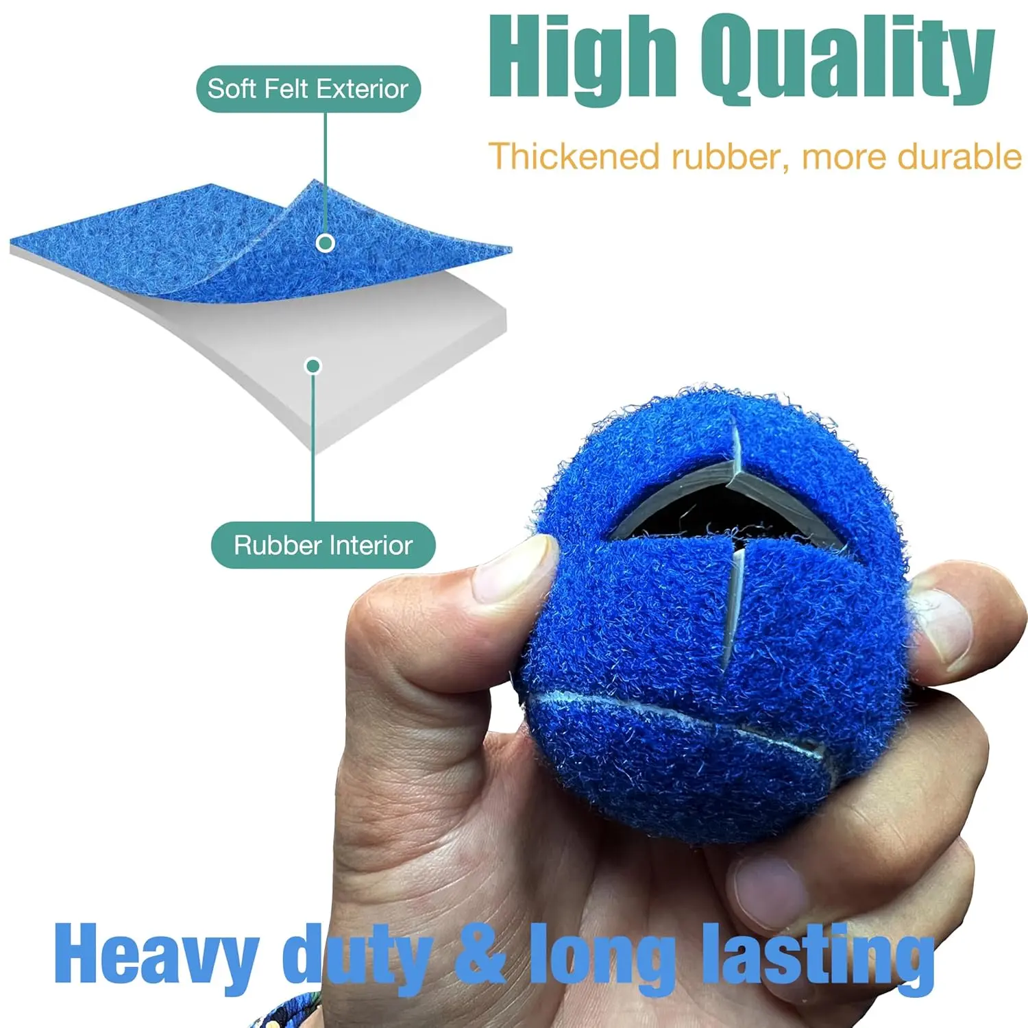 Two precut black tennis balls designed to protect hardwood floors and furniture legs like chairs, desks, tables, and walkers from scratches.