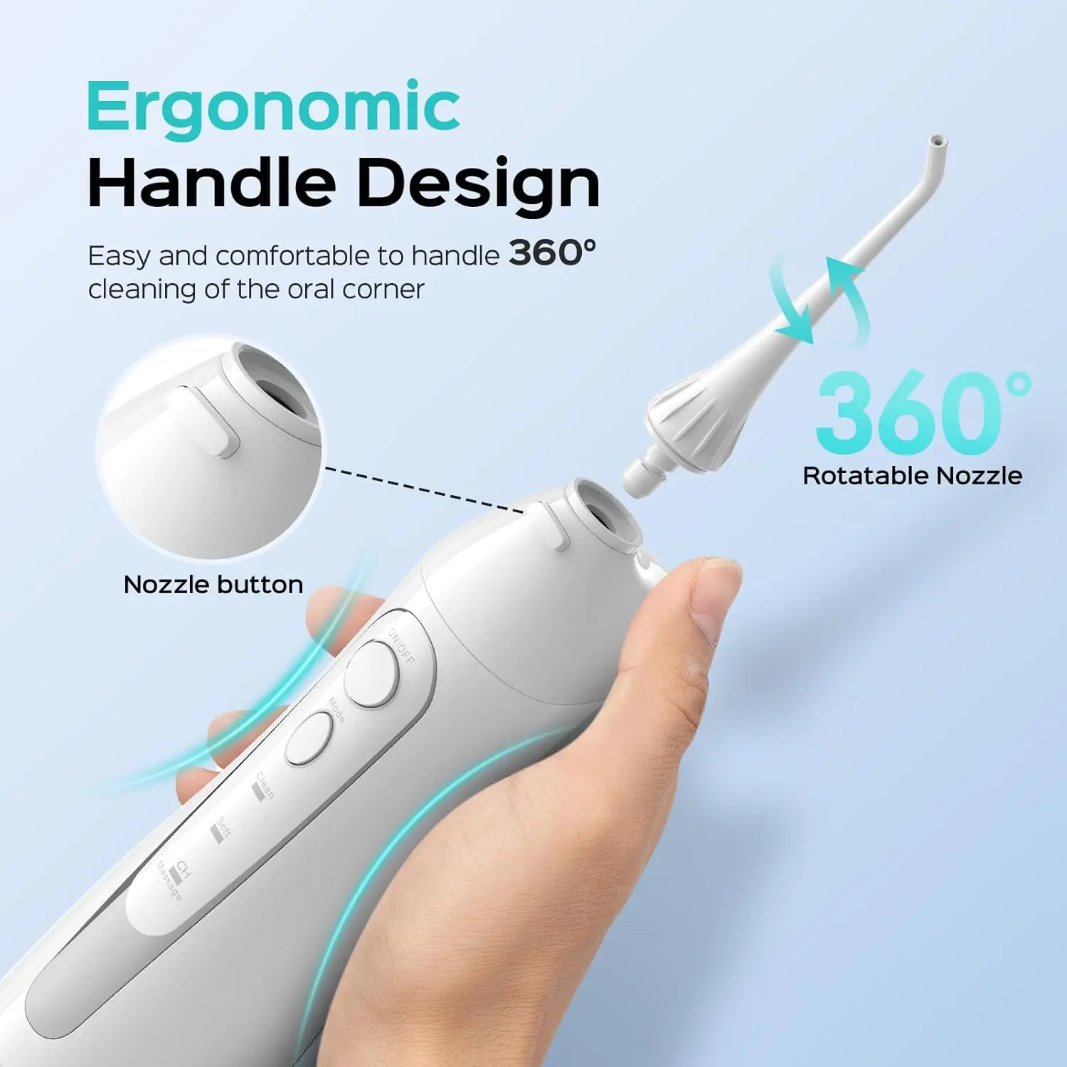 COSLUS cordless water flosser provides deep cleaning and gum massage, featuring adjustable pressure, multiple modes, long battery life, and included nozzles, perfect for braces, home, and travel.