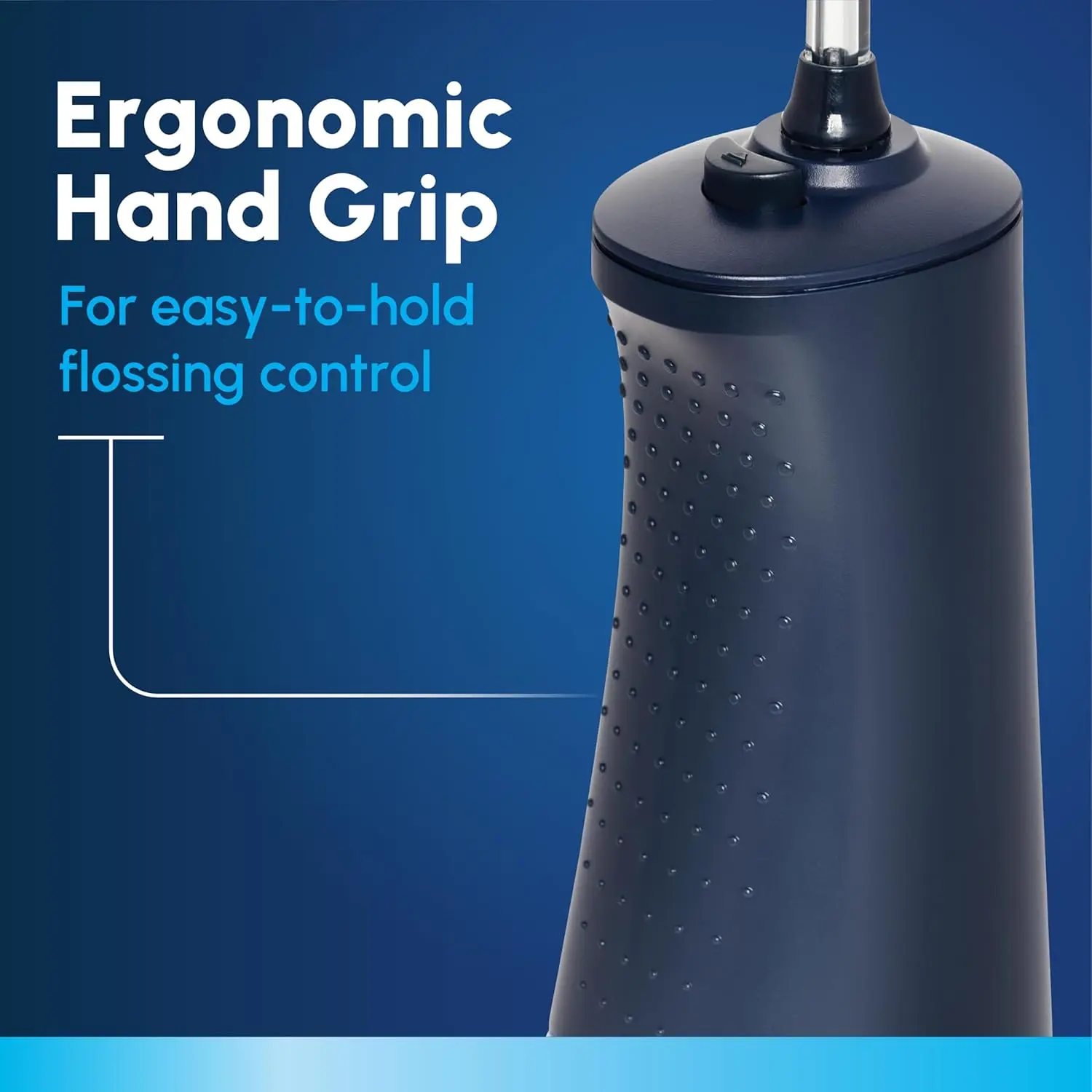 This is a Waterpik Cordless Pulse rechargeable water flosser for teeth and gum care, featuring two flossing tips and a waterproof design.
