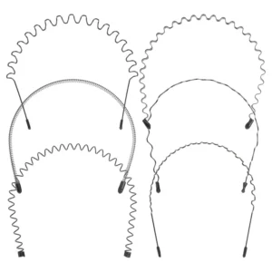 Six black metal wavy headbands for men and women in different styles, ideal for sports, hair styling, and everyday use.