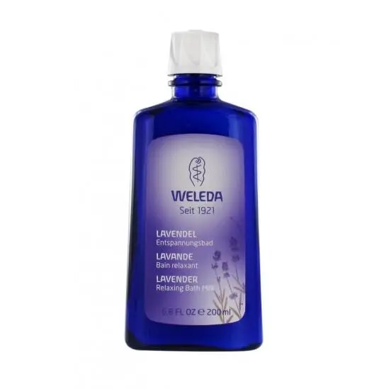 Weleda Lavender Relaxing Bath Milk with sunny lavender scents to alleviate tensions and calm agitation for body and spirit care.