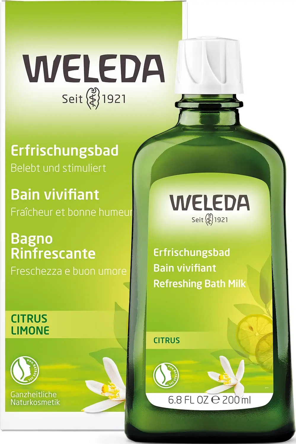 Weleda Lavender Relaxing Bath Milk with sunny lavender scents to alleviate tensions and calm agitation for body and spirit care.