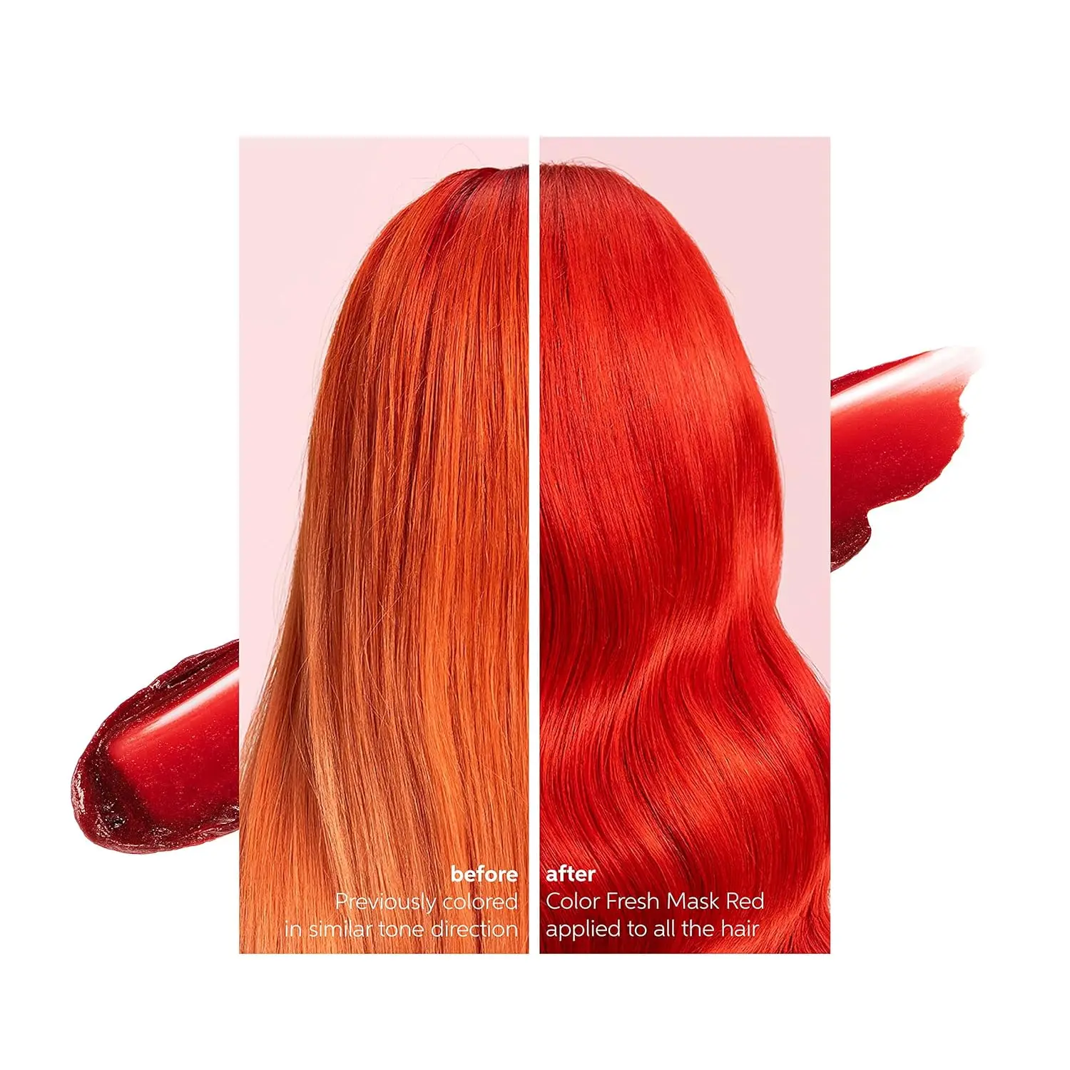 Wella Professionals Color Fresh Mask in Red, a temporary hair color glossing treatment that enhances shine and leaves hair feeling healthy and soft with avocado oil.