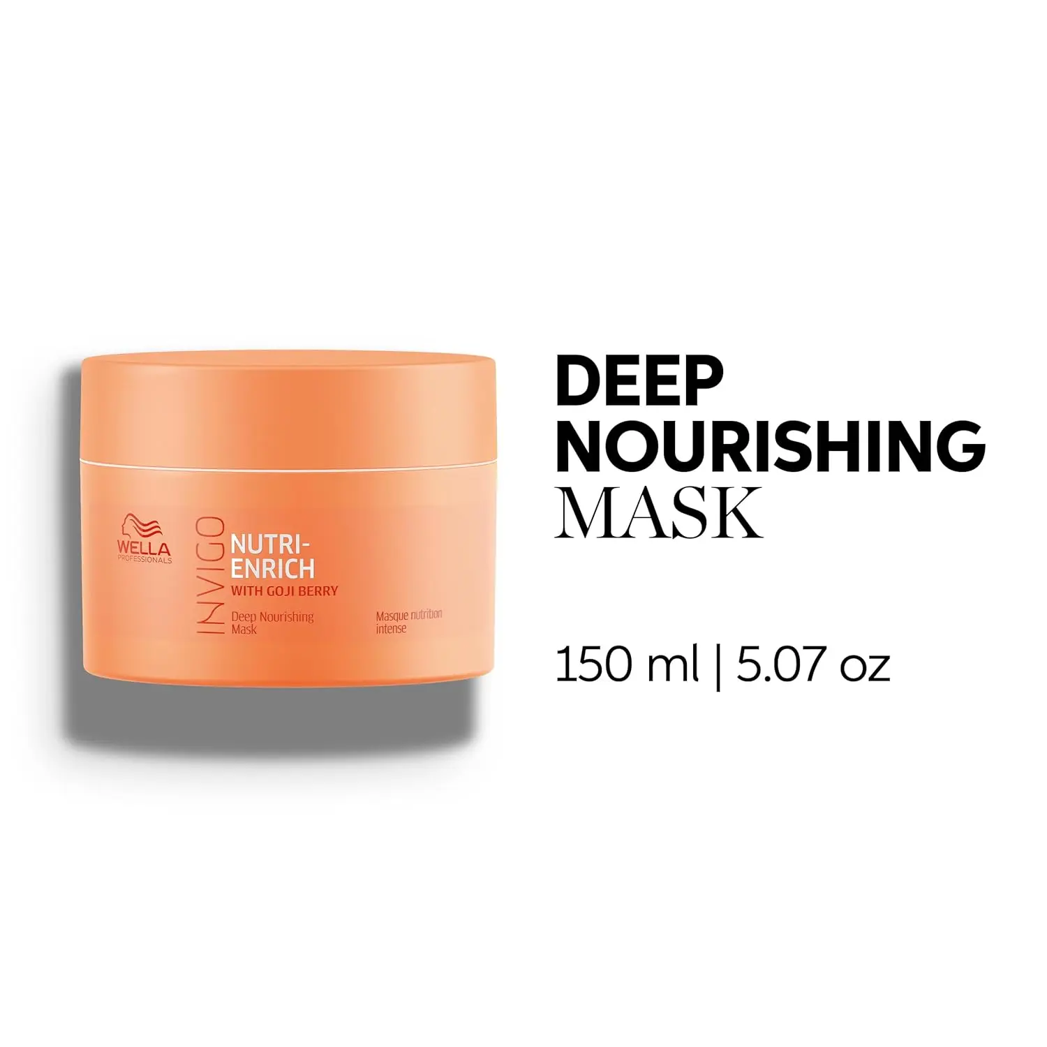 A jar of Wella Nutri-Enrich Mask designed to deeply nourish, moisturize, and revitalize dry and distressed hair with its unique blend of vitamins.