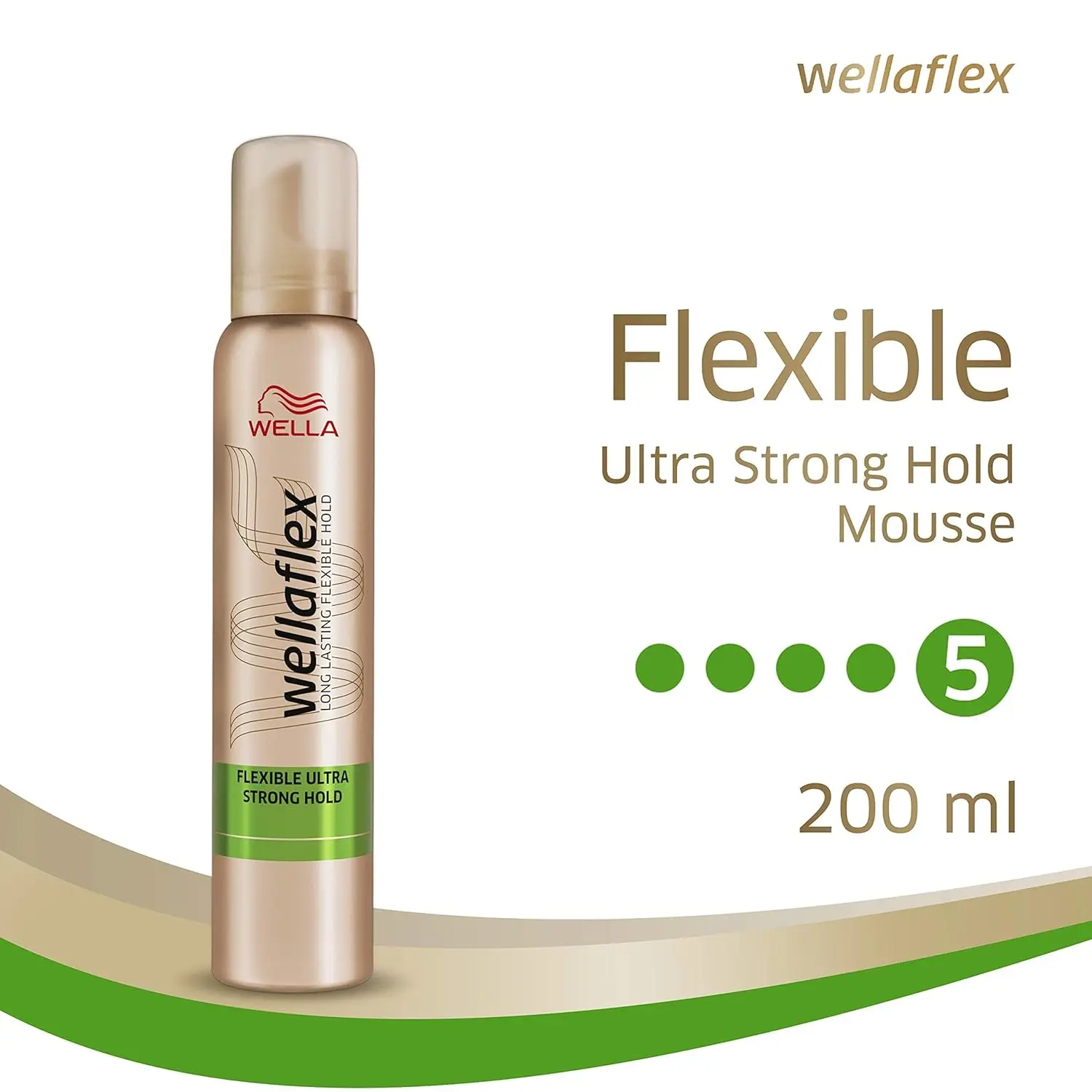 A can of Wellaflex hair mousse providing ultra strong, flexible 24-hour hold and natural styles.