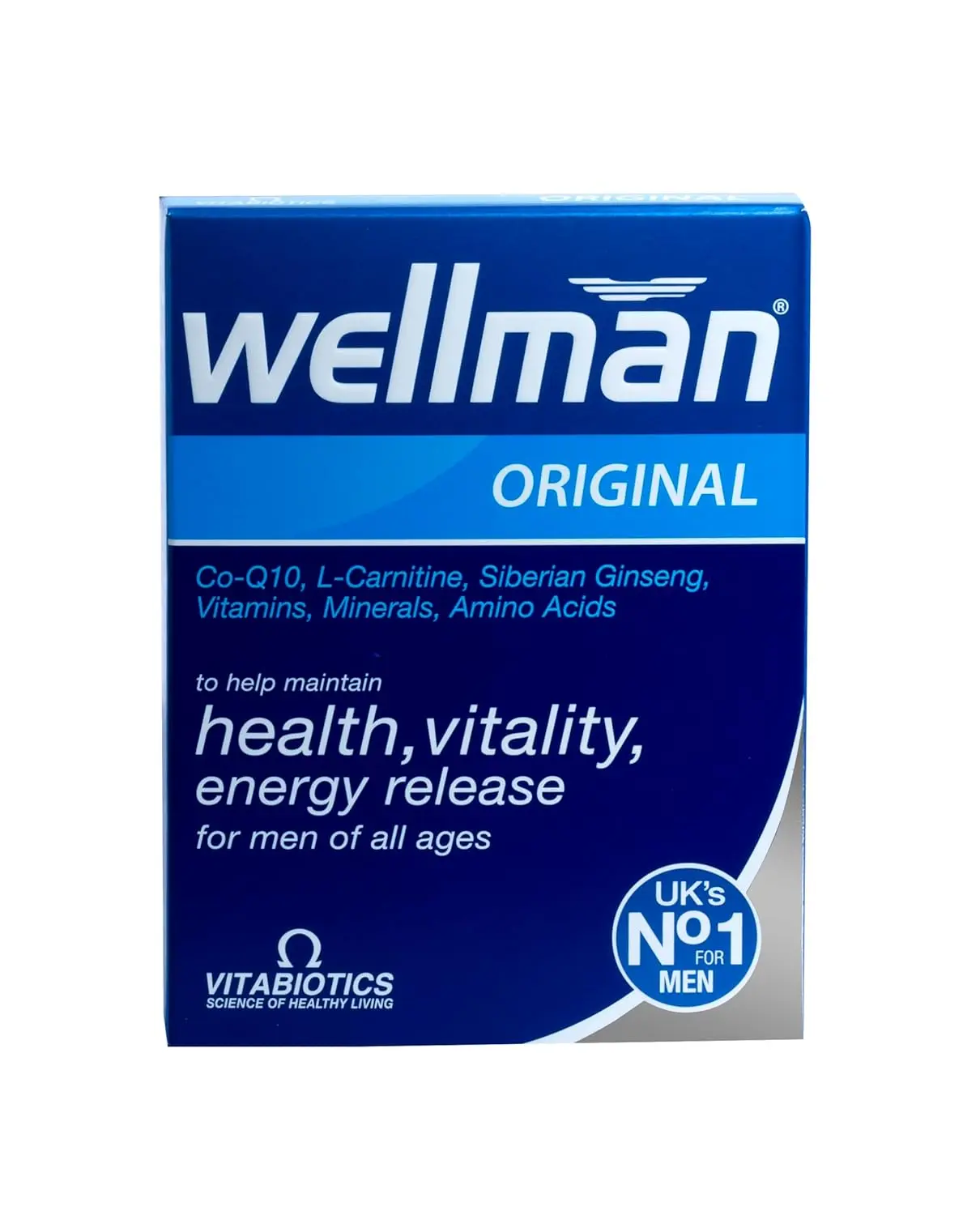 Vitabiotics Wellman Energy Release tablets support normal immune function, reduce tiredness, and maintain healthy testosterone levels with vitamins, minerals, Siberian ginseng, and CoQ10.
