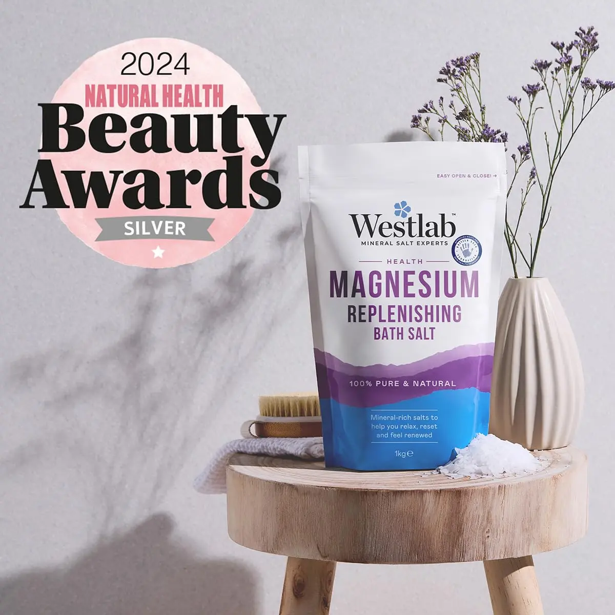 Westlab magnesium flakes are a pure and natural way to boost magnesium levels, relieve muscle tension, and promote relaxation in a soothing bath soak.