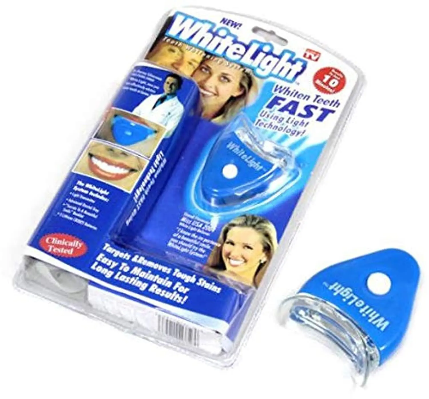 This white light teeth whitening kit helps you achieve a brighter smile in just 10 minutes at home, effectively removing stains from coffee, tea, smoking, and other common causes.