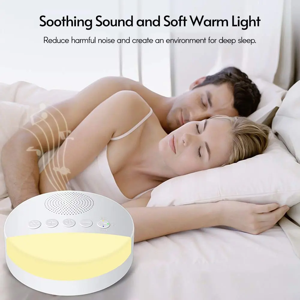 This white noise machine features six soothing sounds, including rain, forest, and ocean waves, to promote relaxation and better sleep for all ages.
