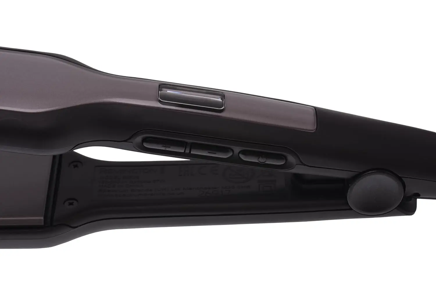 Black Remington Pro Ceramic extra wide plate hair straightener with digital temperature control, ideal for styling longer, thicker hair efficiently and quickly.