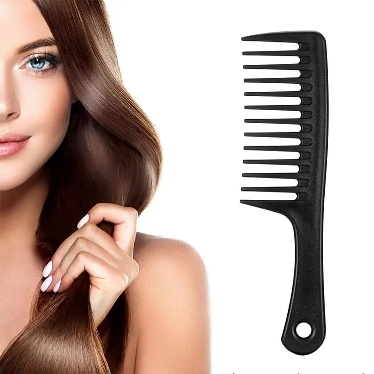 A unisex wide tooth comb for detangling and styling wavy, long, or curly hair is ideal for gentle brushing without breakage.