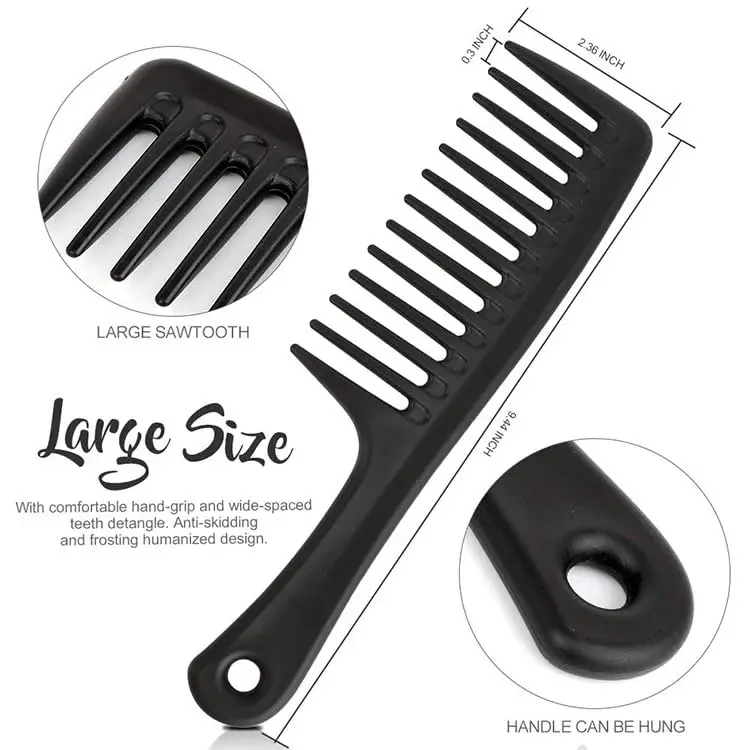 A unisex wide tooth comb for detangling and styling wavy, long, or curly hair is ideal for gentle brushing without breakage.