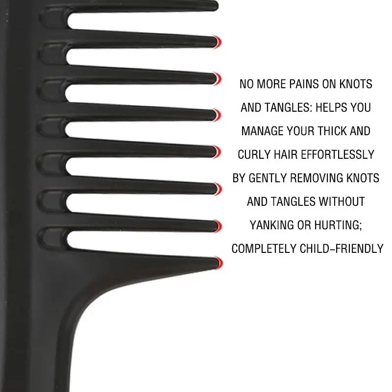 A unisex wide tooth comb for detangling and styling wavy, long, or curly hair is ideal for gentle brushing without breakage.