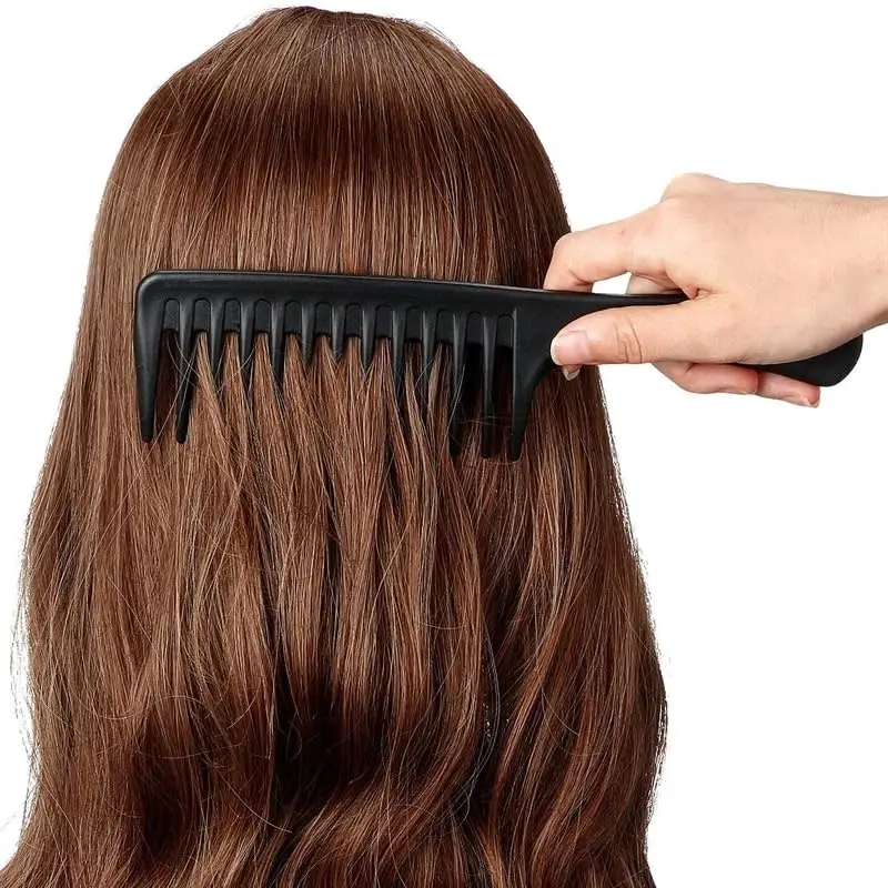 A unisex wide tooth comb for detangling and styling wavy, long, or curly hair is ideal for gentle brushing without breakage.