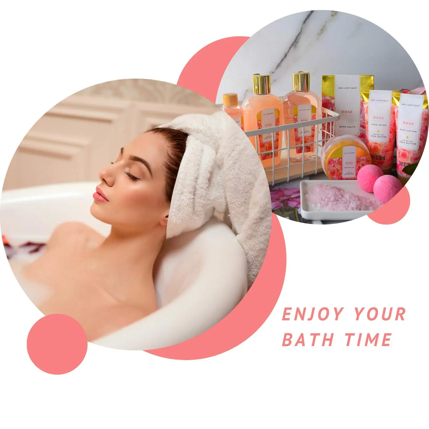 This 10-piece rose spa gift set for women is the perfect birthday gift, featuring sunflower and rose oil infused skincare items including bath bombs, lotion, and shower gel, all packaged in a high-value tote bag.