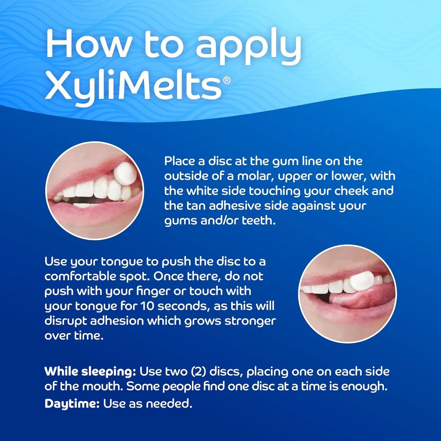 XyliMelts M size 40 count dissolving discs provide relief from dry mouth.