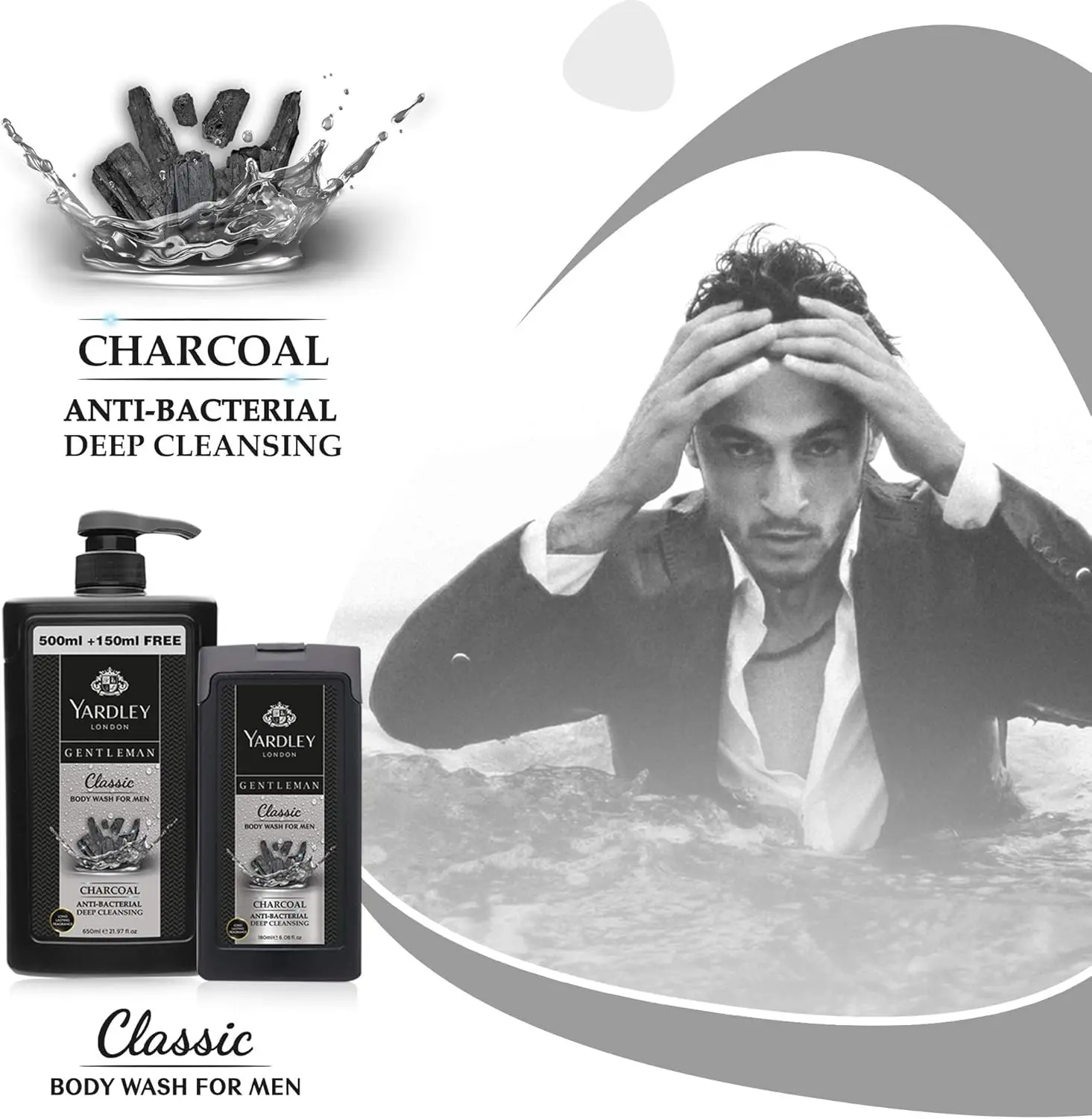 This pack of three Yardley Gentleman body washes provides a deep cleanse with antibacterial properties, featuring Classic and Legacy scents for a refreshed and revitalized skin.