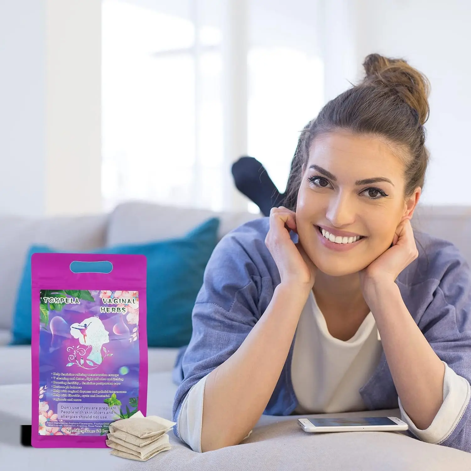 Natural yoni steaming herbs with wormwood and rose petals help with feminine cleansing, odor, pH balance, and postpartum care, conveniently packaged in individual filter bags for up to 20 steams.