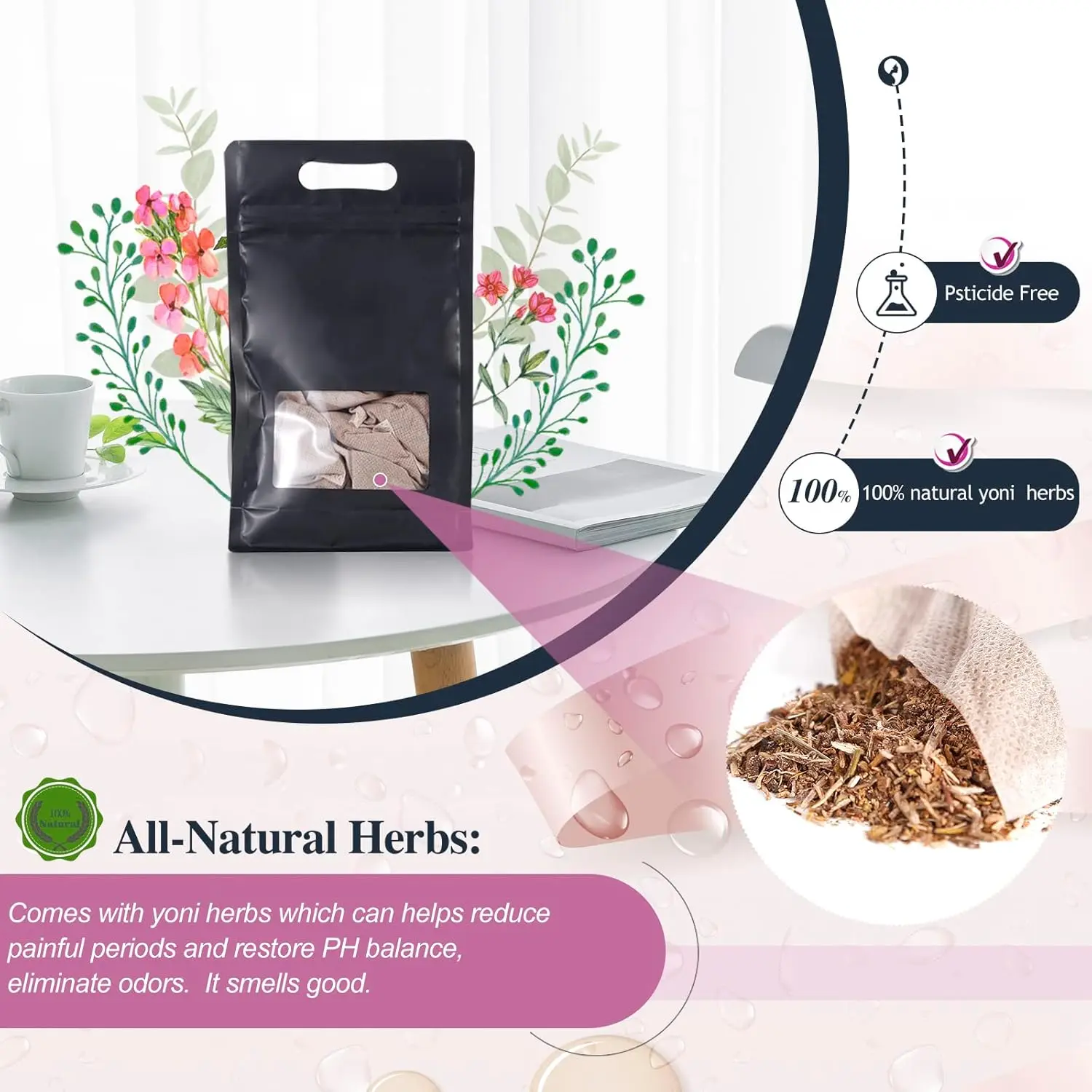 This yoni seat kit includes steaming herbs, a U cushion, and an electric v steam seat for convenient and comfortable at-home feminine care.