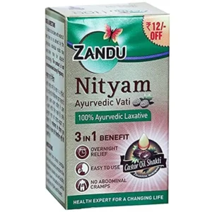 Zandu Nityam Vati is a premium quality, 100% Ayurvedic laxative.