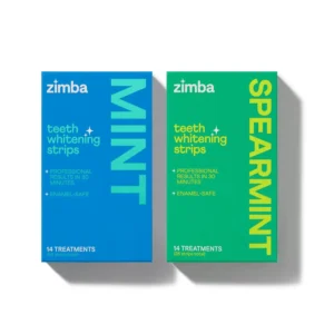Zimba teeth whitening strips gently whiten sensitive teeth with natural coconut and mint oil, removing stains from coffee, tea, and wine for a brighter, confident smile in just 30 minutes.